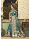 Traditional Green Silk Embroidered Saree