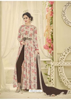 Modish Grey Embroidered Georgette Suit
