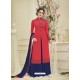 Adorable Red Georgette Embroidery Suit