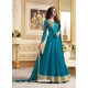 Amazing Sky Blue Silk Floor Length Suit