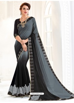 Buy Adorable Black Georgette Embroidered Saree | Designer Sarees