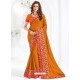 Orange Moss Chiffon Designer Saree