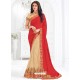 Amazing Beige Georgette Embroidered Saree