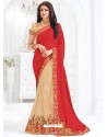 Amazing Beige Georgette Embroidered Saree