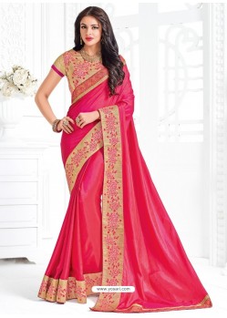 Awesome Fuchsia Embroidered Saree