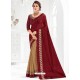 Designer Maroon Embroidered Saree