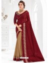 Designer Maroon Embroidered Saree