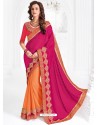 Classic Orange Embroidered Saree