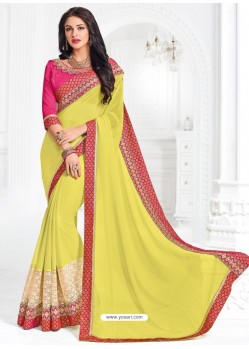 Impressive Yellow Georgette Embroidered Saree