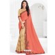 Marvelous Beige Moss Chiffon Embroidered Saree