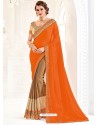 Traditional Orange Embroidered Saree