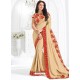 Designer Beige Embroidered Saree