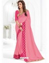 Classic Pink Embroidered Saree