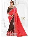 Traditional Brown Embroidered Saree