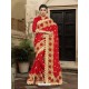 Traditional Red Georgette Embroidered Saree