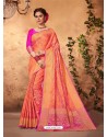 Adorable Orange Jacquard Work Saree