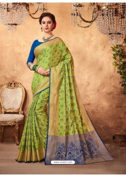 Amazing Green Silk Jacquard Saree