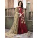 Gorgeous Maroon Silk Embroidered Georgette Suit