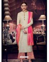 Gorgeous Off White Embroidered Floor Length Suit