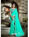 Awesome Sea Green Embroidered Saree