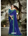 Classic Blue Embroidered Saree