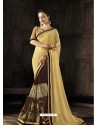 Affectionate Brown Georgette Embroidered Saree