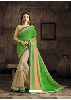 Classic Beige Embroidered Saree