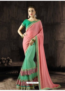 Marvelous Green Embroidered Saree