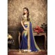 Classic Blue Georgette Embroidered Saree