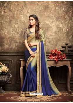 Classic Blue Georgette Embroidered Saree