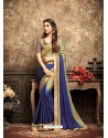 Classic Blue Georgette Embroidered Saree