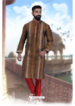 Classy Brown Art Silk Kurta Pajama