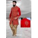 Unique Red Art Silk Embroidered Sherwani