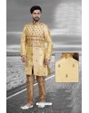 Golden Art Silk Embroidered Sherwani