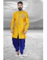 Superb Designer Yellow Silk Sherwani