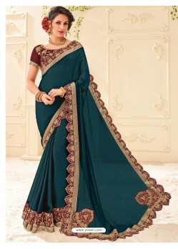 Awesome Tealblue Georgette Saree
