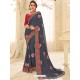Marvelous Grey Georgette Embroidered Saree