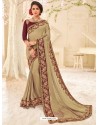 Adorable Taupe Embroidered Saree