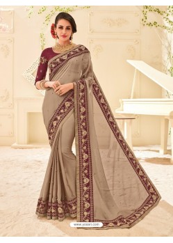 Classic Camel Embroidered Saree
