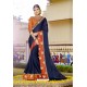 Affectionate Navy Blue Embroidered Saree