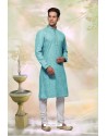 Excellent Turquoise Cotton Kurta Pajama