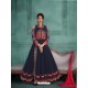 Amazing Navy Blue Georgette Embroidered Floor Length Suit