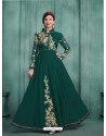 Amazing Teal Georgette Embroidered Floor Length Suit