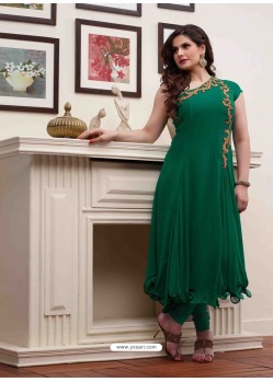 Green Embroidered Work Anarkali Suit
