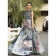 Fashionistic Grey Printed Party Wear Gown