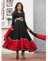 Red And Black Embroidered Work Anarkali Suit