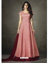 Heavenly Embroidered Peach Floor Length Suit