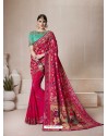 Crimson Silk Thread Work Saree