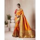 Glorious Orange Silk Thread Work Saree