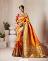 Glorious Orange Silk Thread Work Saree